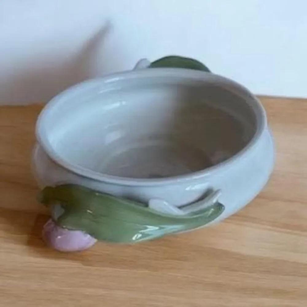 Goebel West Germany Tulip Handled Bowl Porcelain Floral Serving Bowl Vintage